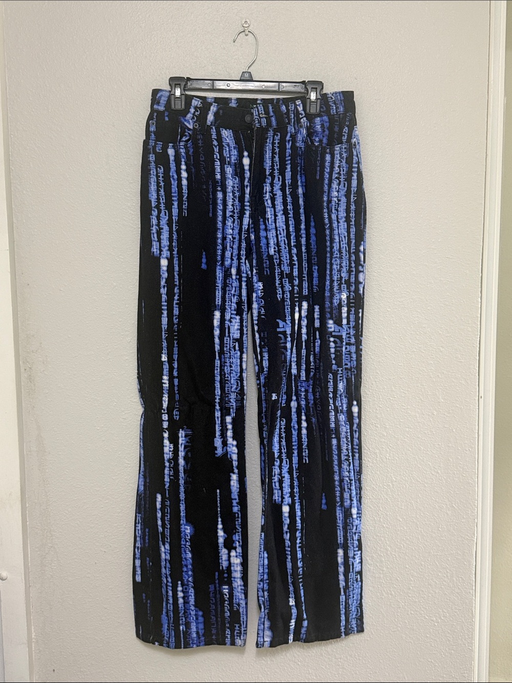 Jaded London Black and Blue Straight Leg Jeans